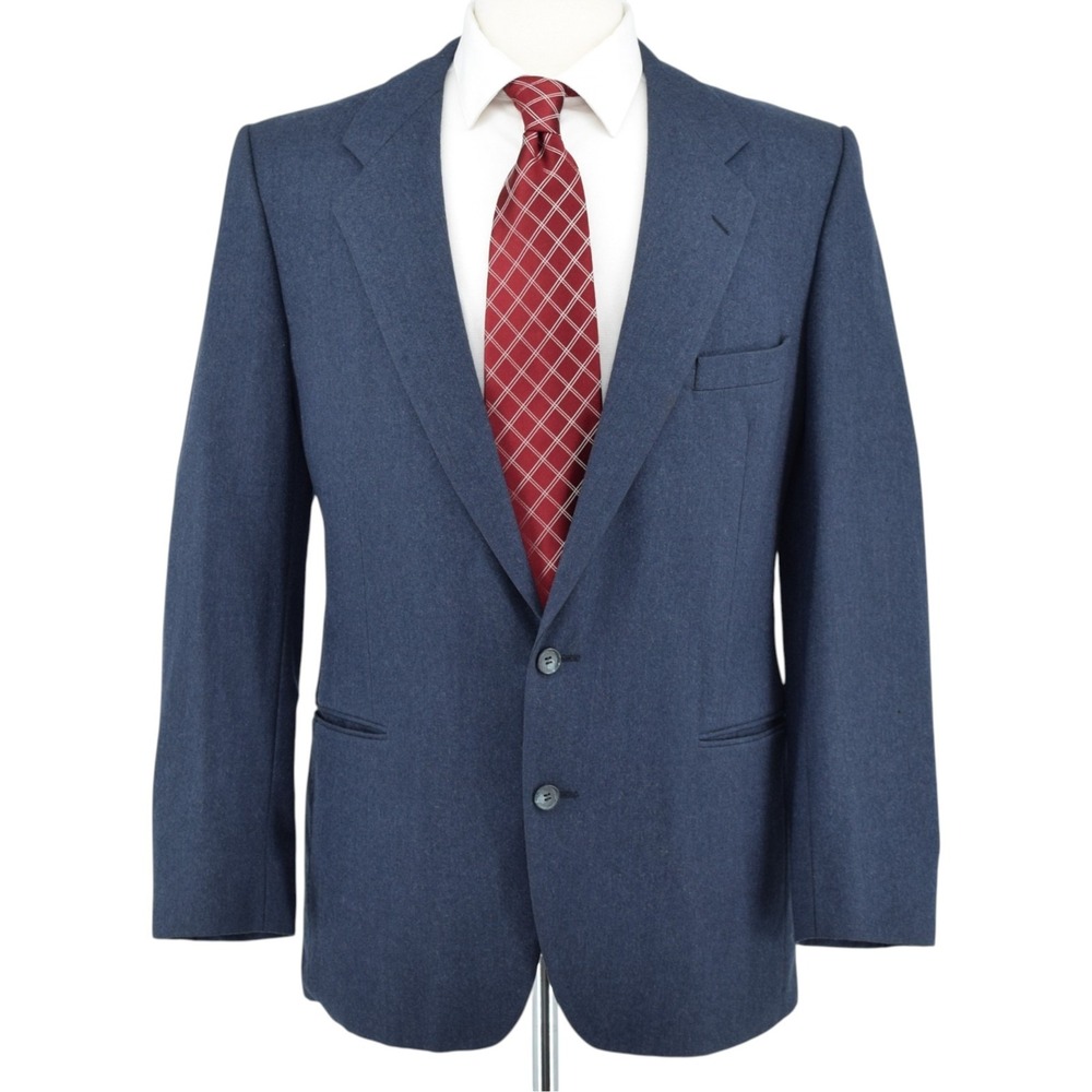 Yves Saint Laurent Blazer Men's 40R Slate Blue Wool Sport Coat France MOTH HOLES